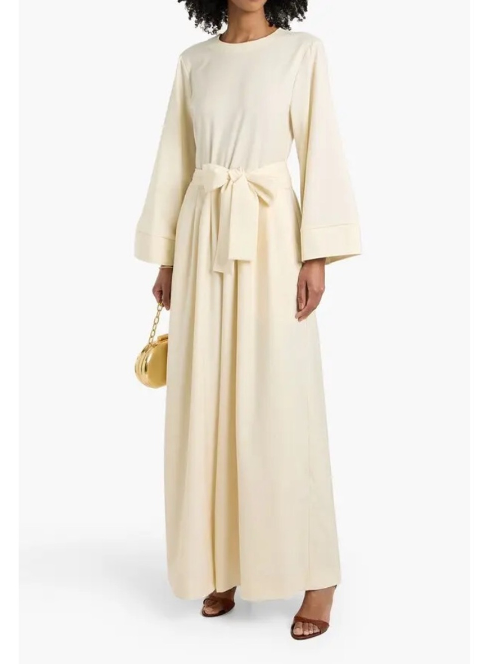 King & Tuckfield Cream Pleated wool-twill wide-leg jumpsuit